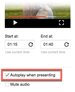 Google prezentacije - Automatsko reprodukciju videozapisa