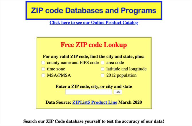 Glavna stranica zip informacija