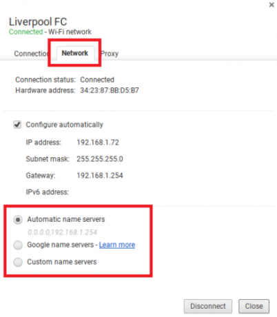 mrežne postavke chromebook-a