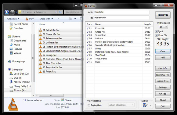 Burrrn - besplatni uslužni program za snimanje audio CD-ova s ​​FLAC-a, OGG-a i MP3-a i više burnflac-a