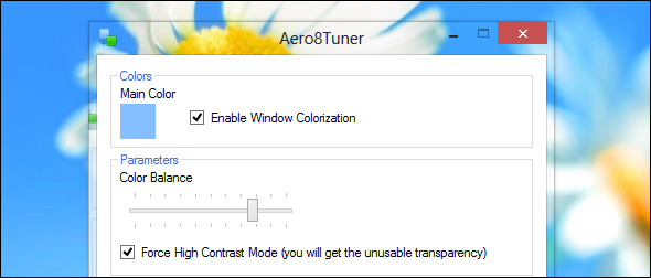 aero8tuner-transparentnost značajke nedostaju u sustavu Windows 8