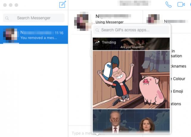 Carpine Messenger sučelje klijenta na macOS-u