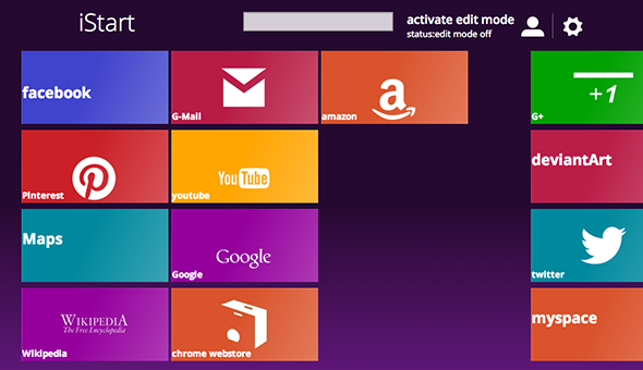 iStart Nova kartica: Windows 8 stranica Nova kartica kartice Za Chrome istart main