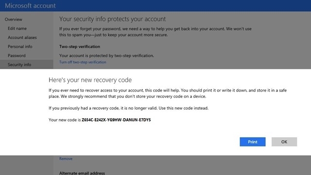 Microsoft-online-računi sigurnosti za obnavljanje-codew