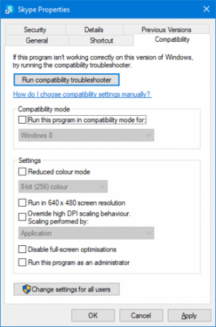 Windows kompatibilnost svojstava