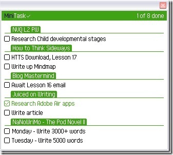 aplikacija minitask- adobe air todo