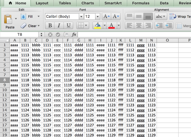 Excel uvezeni-fiksne tekst