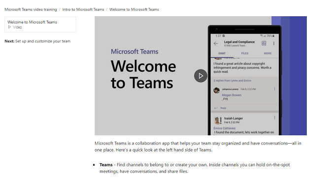 stranica udžbenika za Microsoftove timove