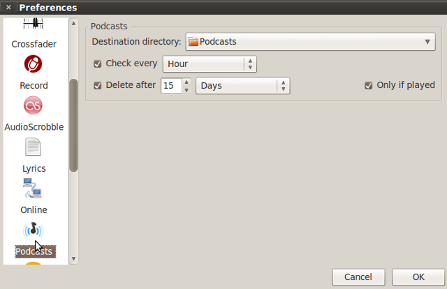 Linux-podcast-alati-guayadeque-settings