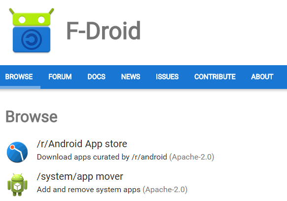 2 alternativna internetska tržišta za Android Apps fdroid