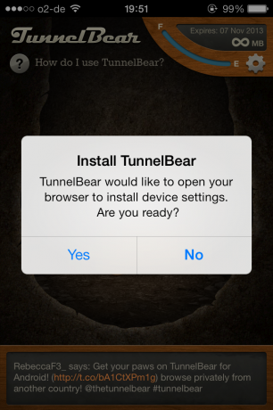 Postavljanje VPN-a na vaš iPhone u nekoliko minuta s tunnelbear tunnelbear3