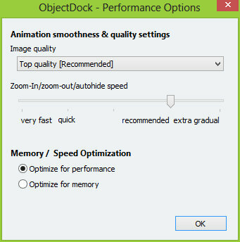 ObjectDock: Brzo prilagodite radnu površinu i povećajte njezinu funkcionalnost [Windows] Opcije performansi postavki ObjectDock