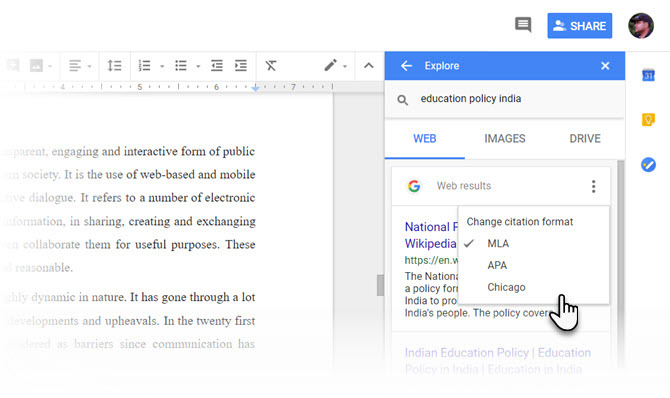 Istražite i citirajte u Google dokumentima