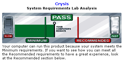 MUO igre - analizirajte svoje računalo za kompatibilnost igara crysis