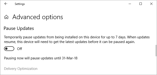 Windows 10 pauzira ažuriranja do 7 dana