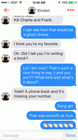 Pisanje (telefonske) knjige Tinder pick line