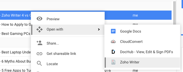 Zoho-pisac-google-drive-addon