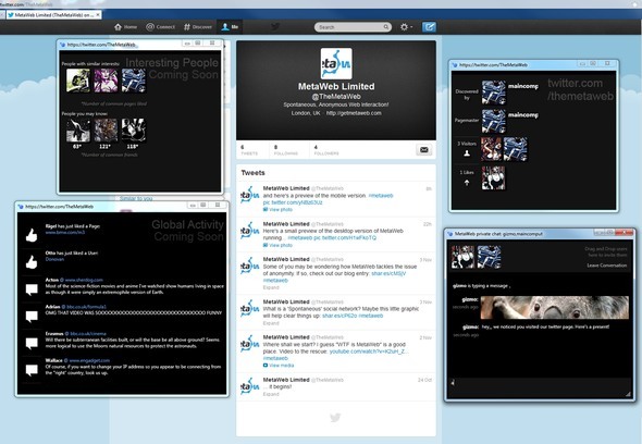 MetaWeb: komunicirajte s drugim ljudima dok pregledavate svoje omiljene web stranice metaweb na twitter mediju