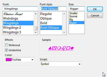 Outlook Uvjetno oblikovanje izbora slova