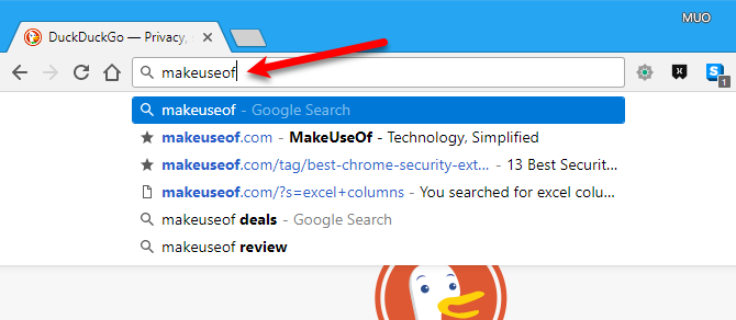 Prečac za unos URL-a u Chrome