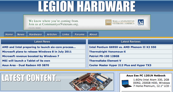 5 web mjesta za pregled hardvera računala za hardver Legion za PC entuzijast