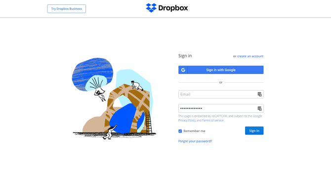 Snimka zaslona Dropbox