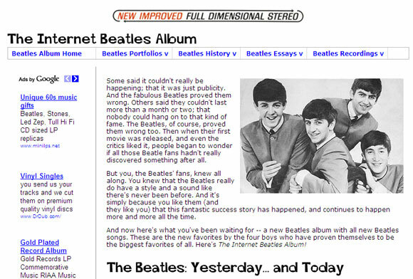 web stranica za beatles fan