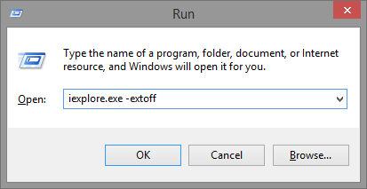 5.2 Pokrenite - iexplore.exe -extoff