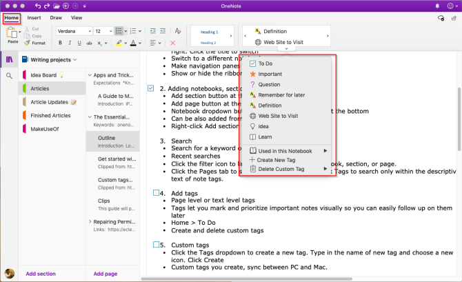 dodajte oznaku u OneNote iz galerije oznaka