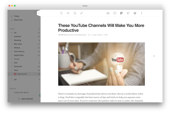 Mac čitači RSS Feedly za Mac 2