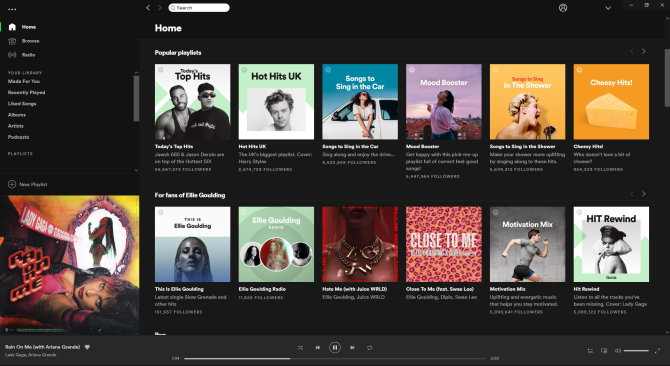 Spotify sučelje