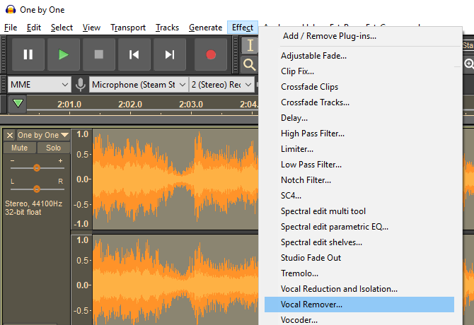 Izbornik učinaka Audacity