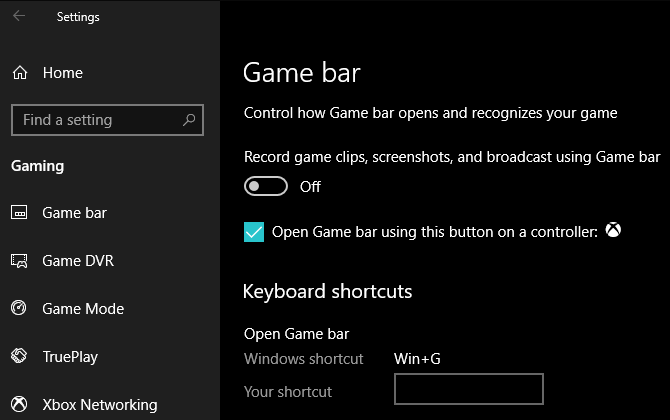 Traka za igre Windows 10