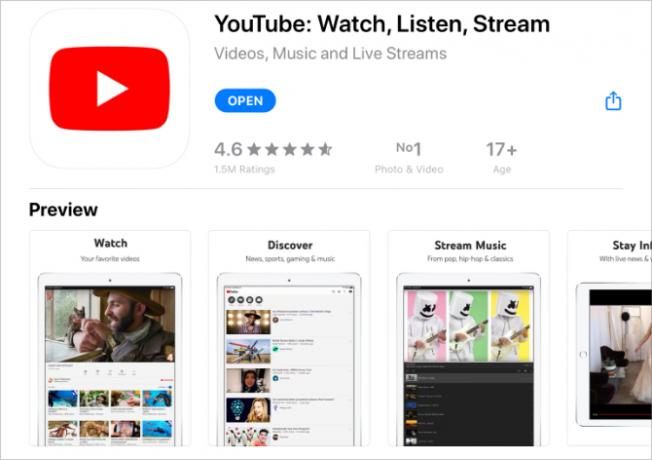 YouTube na App Storeu