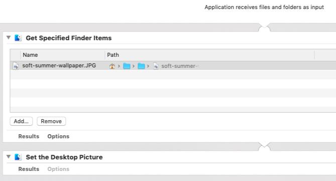 Aplikacija Automator za postavljanje određene slike na radnoj površini na Macu