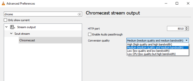 Kako struji videozapise s VLC-a u Chromecast muo entertaiment vlc3 chromecast pretvorbeni izbornik 1