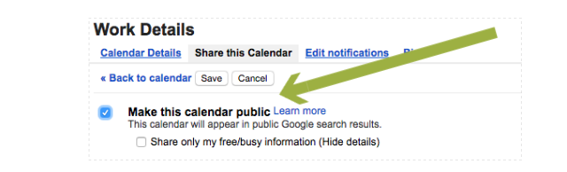 Učinite Google kalendar javnim