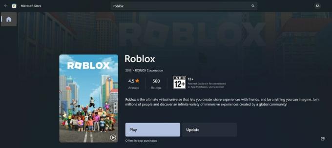 Popis aplikacija Roblox Microsoft Store u sustavu Windows