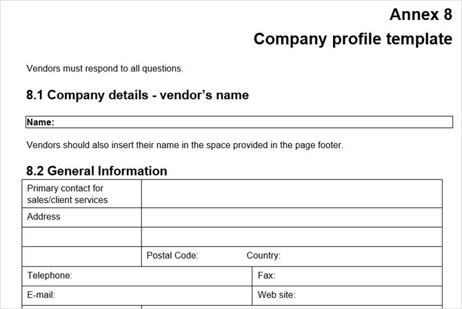 besplatni predložak profila tvrtke
