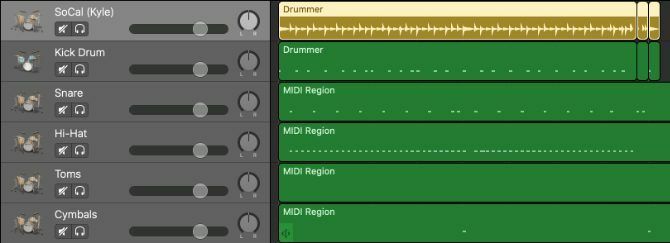 Bubnjarska regija pretvorila se u zasebne MIDI bubnjeve