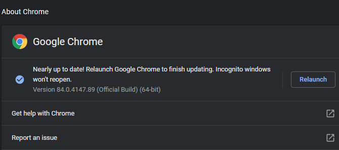 Chrome Provjerite ažuriranja