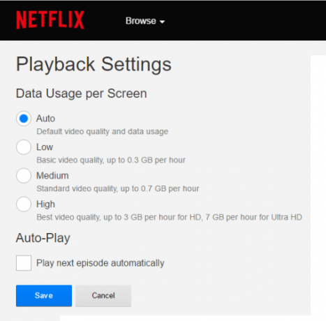 Roku Netflix Promjena kvalitete