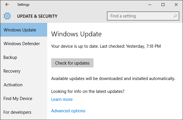 Windows 10 Postavke Windows Update