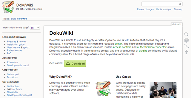 MediaWiki-alternativa-dokuwiki