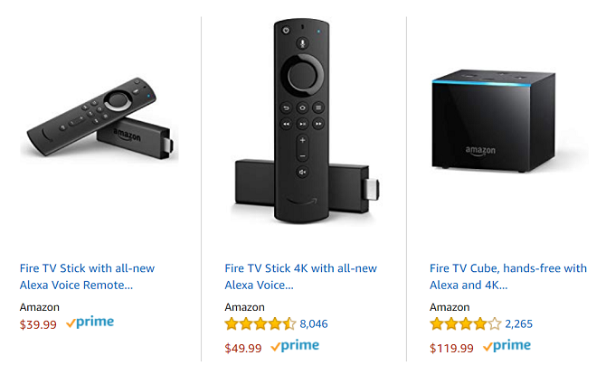 Usporedba troškova za uređaje Amazon fire TV