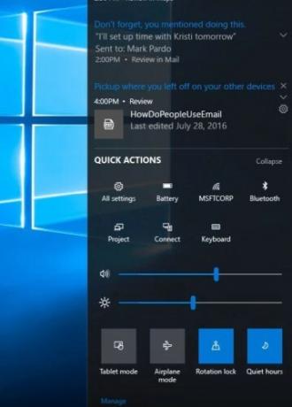 Ažuriranje sustava Windows 10 Creators - Akcijski centar