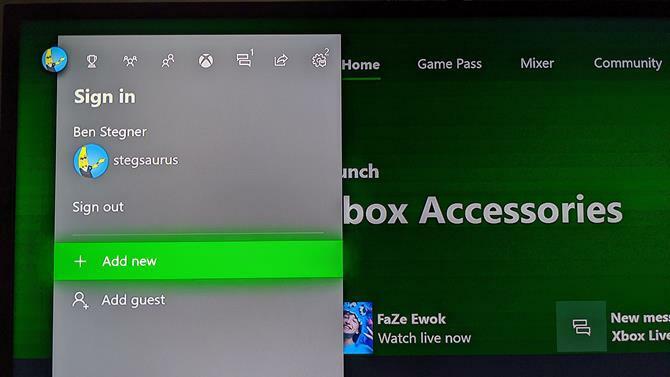 Xbox One Dodaj novog korisnika